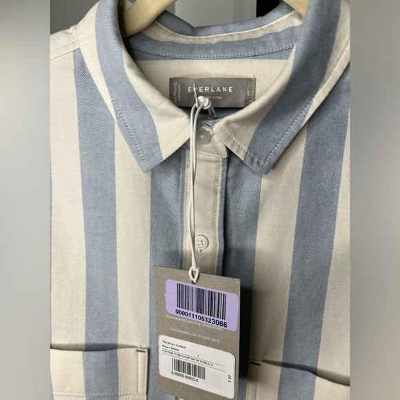 EVERLANE The Boxy Oxford Blue/White Stripe L, XL NWT - Picture 8 of 11